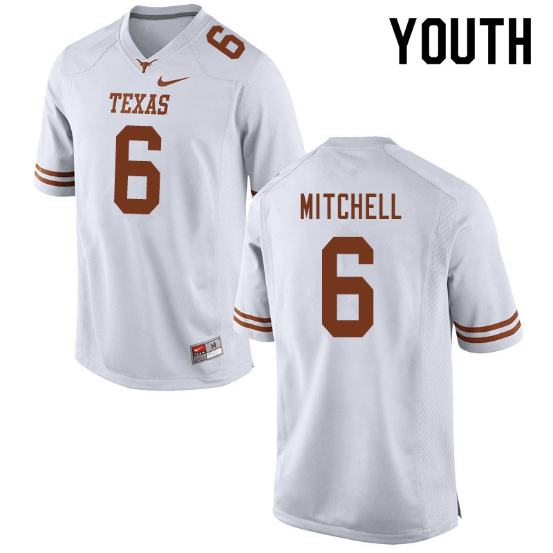 Youth #6 Juwan Mitchell Texas Longhorns College Football Jerseys Sale-White